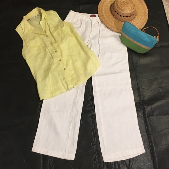 Vintage Pants & Jumpsuits Linen White Beach Resort Pants Poshmark